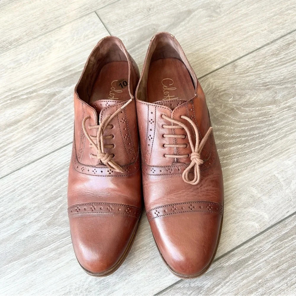 Cole Haan Full Leather Lace Up Oxfords in British Tan